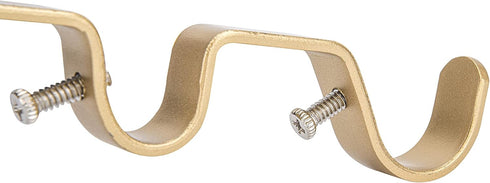 Ycolnaefllr Set of 3 Golden Double Rod Holders Double Curtain Rod Brackets Heavy Duty Double Curtain Rod Hanging Brackets for 1 and 0.7 -Inch Rod...
