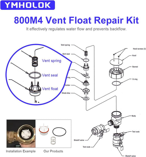 800M4 Vent Float Repair Kit Fit for Watts 1 inch 800QT Backflow Valve 0887715 887715 RK 800M4-FR-V1...