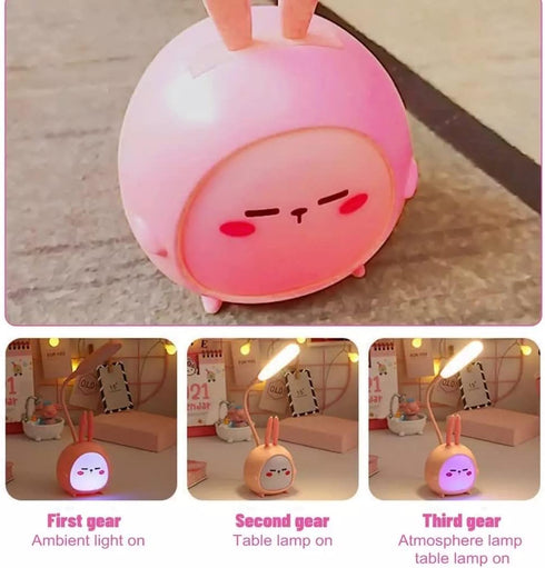 Portable LED Desk Lamp with Night Light Cute Bunny Foldable USB Charge Reading Light for Bedroom Kids Bedside Study (Green)...