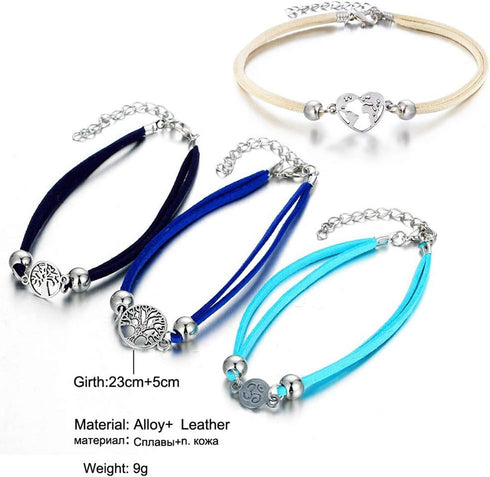 LAIMIO 4 Pcs Anklets Bracelet-Women Anklet Boho Beads Antique Silver Life Tree Anklets Foot Chain Beach Jewelry...