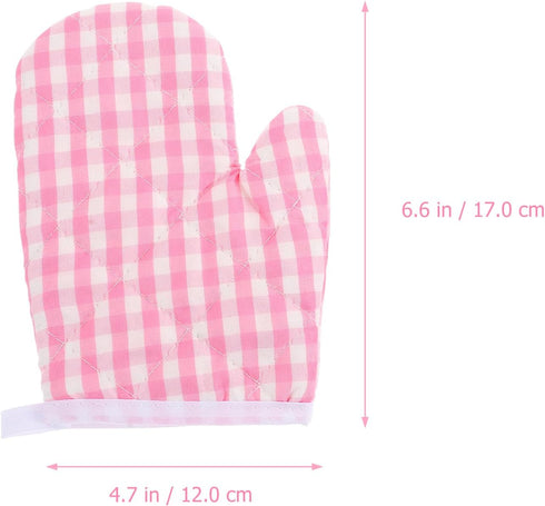 DOITOOL 2Pcs Kids Oven Mitts for Children Play Kitchen, Microwave Oven Gloves Kitchen Baking Mitts, Red Checkered Heat Resistant Kitchen Mitts for...