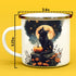 Mystical Black Cat Full Moon Enamel Camp Mug, Fall Halloween Spooky Nature Outdoor Camping Campfire Coffee Cup, Witchy Celestial Autumn Aesthetic ...