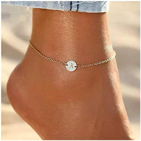 Gold 26 Initial Bracelet For Women Letter Initial Adjustable Chain Round Bracelet For Teen Girls (D)...