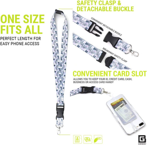 Gear Beast Universal Cell Phone Lanyard Compatible with iPhone, Galaxy & Most Smartphones Includes Phone Case Holder with Card Pocket...