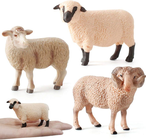 Kisangel Sheep Figure Plastic Realistic Merino Sheep Farm Animals Model Barn Farm Figurines Small Lamb Poultry for Collection Desk Ornament...