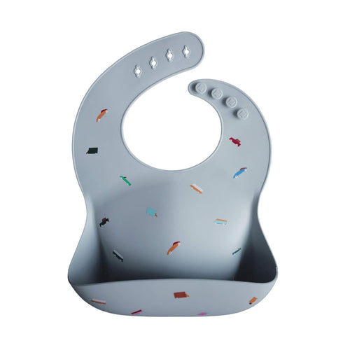 mushie Silicone Baby Bib | Adjustable Fit Waterproof Bibs (Retro Cars)...