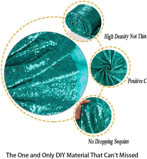 ShinyBeauty Fabric by The Yard 1 Yard Green Sequin Fabric Glitter Embroidery Fabric by The Yard Material for DIY Sewing Curtain Backdrop Tableclot...