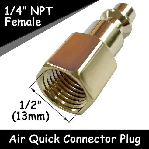 10PCS 1/4 Inch NPT Female Industrial Air Hose Quick Connect Plug Brass Finish Air Compressor Pneumatic Coupler Fitting Adapter...