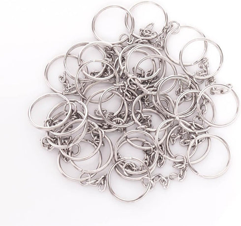Paxcoo 100Pcs Keychain Rings with Chain and 100 Pcs Screw Eye Pins Bulk for Crafts...
