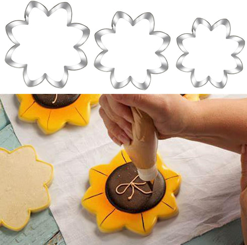Sunflower Cookie Cutter Set-Size 3.8" 3.1" 2.6"-3 Piece-Cookie Cutters for You Are My Sunshine Baby Shower Birthday Party Decorations...