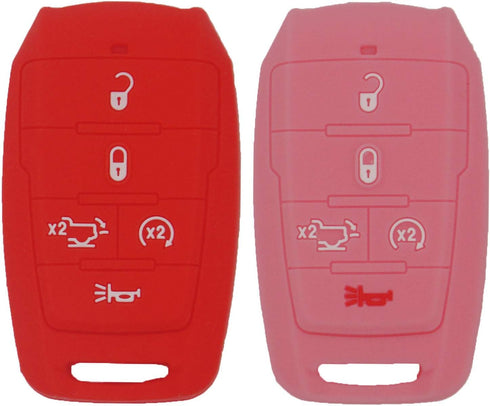 2 Pack 5 Buttons Soft Silicone Rubber Remote Keyless Protector Case Key Fob Cover Protector Holder Jacket for Dodge 2021 2020 2019 Ram 1500 Pickup...