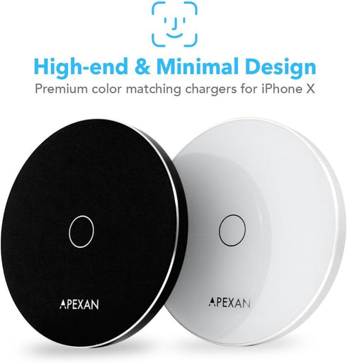 Apexan Fast Wireless Charger Compatible for Apple iPhone 13. 12, 11/Pro/Pro Max, X, XS, XS Max, iPhone XR, 8/8 Plus and All Qi Cell Phones| Qi Fas...