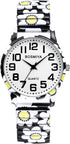Lancardo Women Stretch Band Watch: Bohemia Flower Elastic Analog Quartz Big Number White Dial Wristwatch Easy to Read Womens Day...