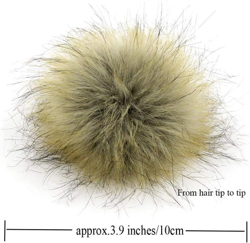 Faux Fur Pom Pom with Elastic Loop DIY 12pcs Fluffy Pompom Ball for Knitted Accessories Hat Shoes Scarves Bag Keychain Charms 3.9in (Brown)...