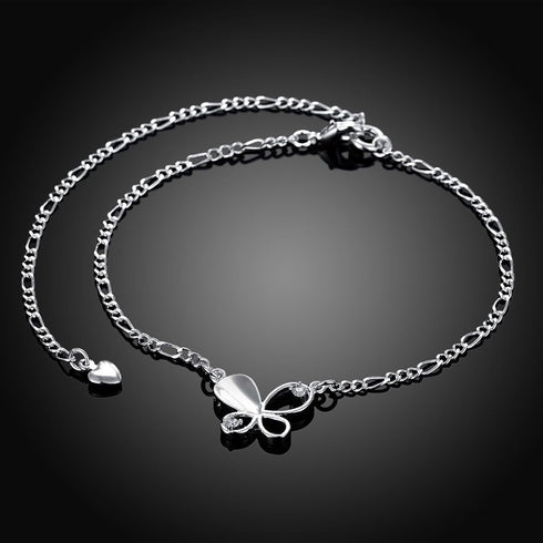 Yuren Zircon Butterfly Charm Adjustable Chain 925 Sterling Silver Ankle Bracelet for Women Anklet Foot Bracelet Sandals Beach Feet Diamond Anklet...