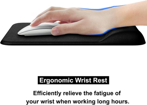 Audimi Ergonomic Mouse Pad with Gel Wrist Support, Comfortable Mousepad with Wrist Rest Smooth Surface and Non-Slip PU Base for Pain Relief, Lapto...