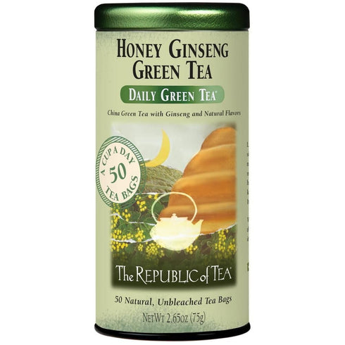 The Republic of Tea - Honey Ginseng Green Tea, 50 Tea Bags, Tin | Flavored Gourmet Tea | Caffeinated...