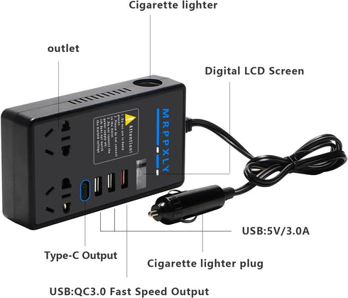 200W Power Inverters for Vehicles - DC 12v to 110v Car Inverter Converter?Car Charger Adapter,Cigarette Lighter Adapter......