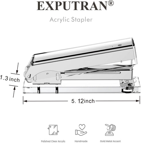 Acrylic Stapler,Clear and Silver-Tone Hardware, Beautiful Desk Accessory for Office Home or School,Takes Standard 24/6 or 26/6 Staples...