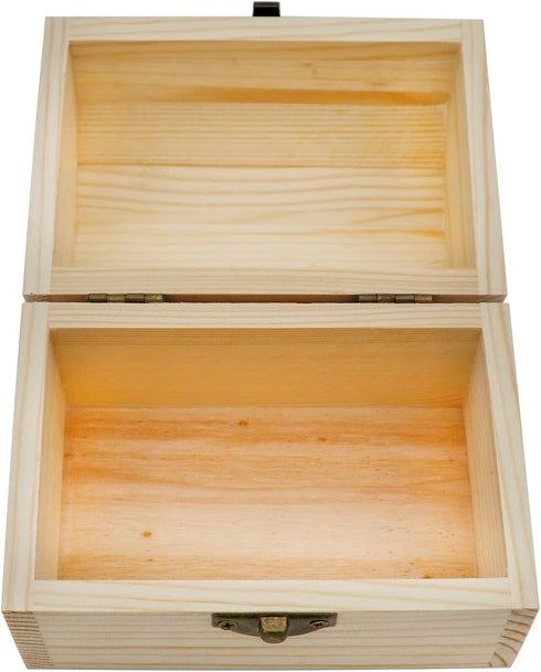 Plain Unfinished Wood Box, Unpainted Wooden Jewelry Box DIY Craft Storage Treasure Chest Toy Case...