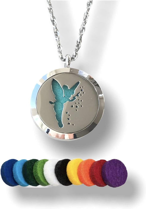 FIKA Tinkerbell Air Freshener Diffuser Necklace Locket Aromatherapy Essential Oil Great for Travel Pads (Necklace)...