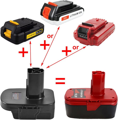 USB Battery Adapter for Craftsman C3 19.2 Volt Lithium Cordless Power Tools, Convert Black and Decker/Stanley/Porter Cable 20V Lithium Battery to ...
