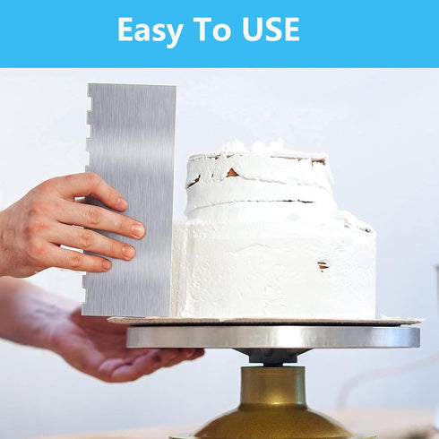 8.6 Inch Metal Cake Scraper Smoother, Stainless Steel Cake Scraper for Baking Buttercream Smoother Mousse Butter Cream Cake Decoration...