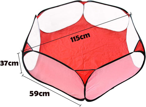 Portable Cute Hexagon Playpen Children Ball Pit, Indoor and Outdoor Easy Folding Ball Play Pool Kids Toy Play Tent with Carry Tote (Black and Red)...