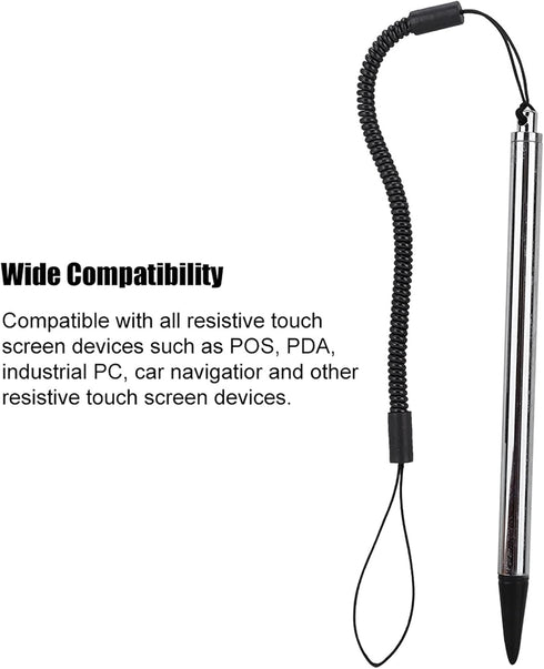 Touch Pen with Spring Rope, Resistive Painting Pen Resistive Hard-tip Pen with Anti-Lost Spring Rope, for POS, PDA, Car Navigator(Silver)...