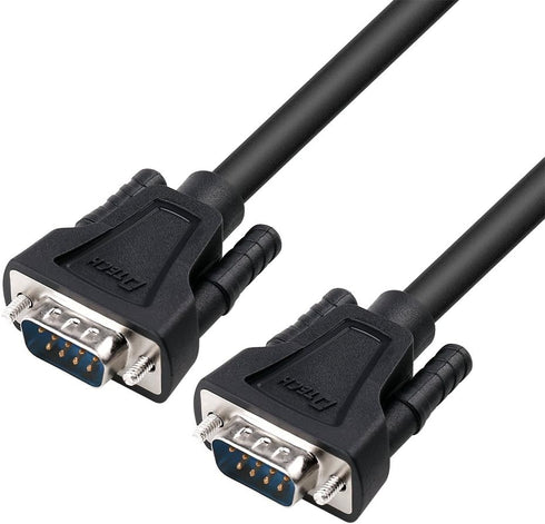 DTech 10ft DB9 to DB9 RS232 Serial Cable Male to Male Simple Null Modem Cord Cross TX RX line 2 Pin Crossed Without Handshake for Computer Data Co...