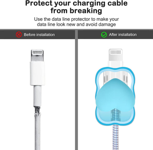 Cute Waves DIY Cable Protector for iPhone Charger,Kawaii 3D Love Heart Design,Data Cable USB Charger Data Line Phone Wire Saver Protector for iPho...