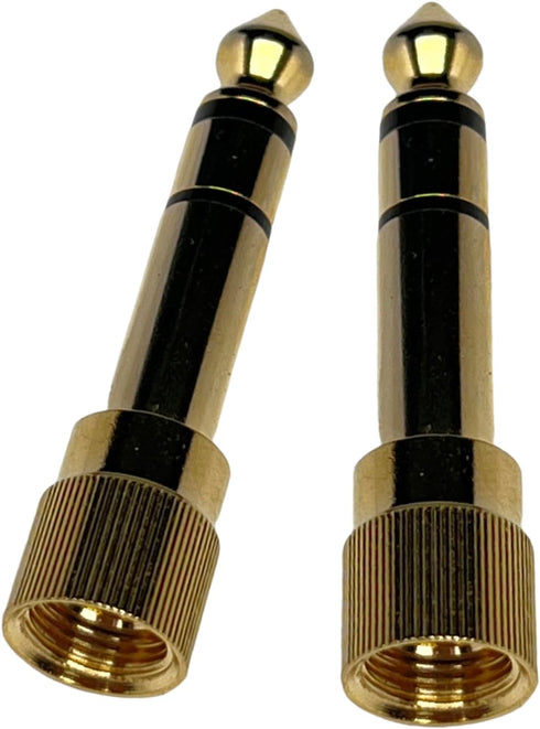 CESS 2-Pack 1/4" Stereo Phone Screw-On Adapter - Male 1/8" to Male 1/4" - 3.5mm Stereo to 6.35mm Stereo...