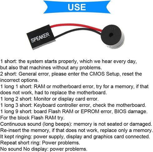 10 Pcs PC Motherboard Internal Mini Speaker Computer Case Mainboard BIOS Alarm Buzzer for Arduino/Computer with Dupont Extension Cable...