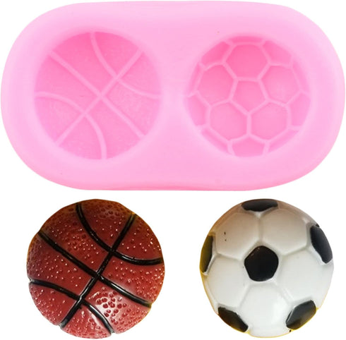 Ball Cake Decoration Silicone Molds Football Basketball Fondant Mold For Cake Decorating Cupcake Topper Chocolate Candy Gum Paste Polymer Clay...