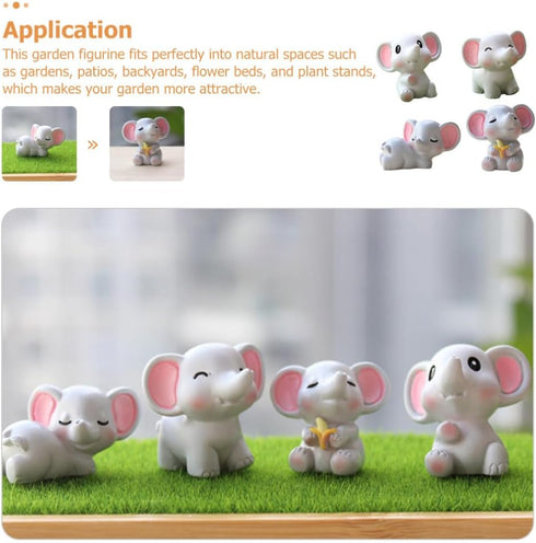 HOMSFOU 4pcs Small Elephant Trinkets Little Elephant Decor Elephant Ornament Garden Statues Outdoor Bookshelf Decor Dollhouse Elephant Toys Animal...