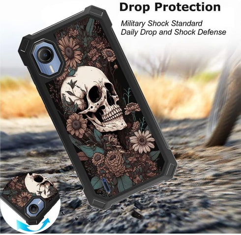 Case for Cricket Debut S2 / Att Calypso 4 Phone Case with Screen Protector (Tempered Glass),Slim TPU Rugged Corners Bumper Cover for Men Women- Sk...