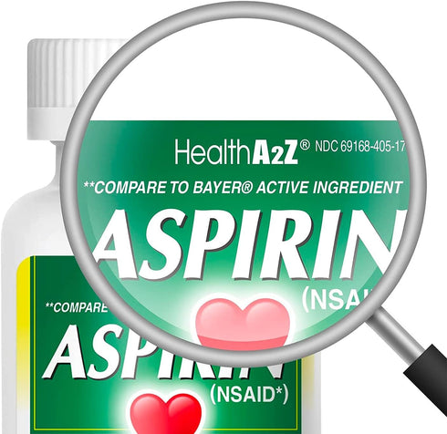 HealthA2Z® Aspirin 81 mg | Low Strength | Enteric Coated | Pain Relief | Reduces Minor Aches Muscle Pain & Cramps | Fever Reducer | Reduces Headac...