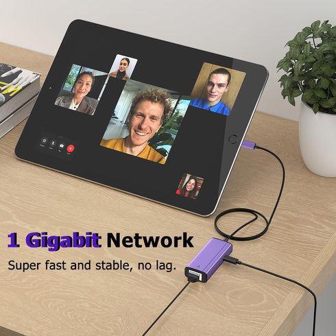 Lightning to 1000Mbps Ethernet Adapter, IVSHOWCO 2 in 1 iPhone iPad to RJ45 Ethernet LAN Network Adapter with Charging Port, 1 Gigabit High Speed,...