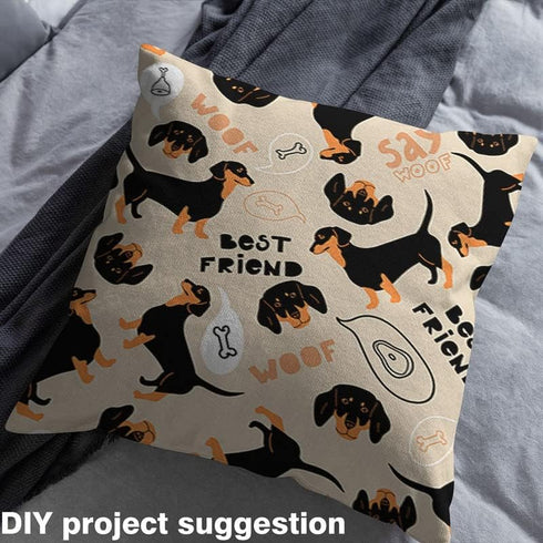 Dachshund Outdoor Fabric by The Yard, Sausage Dog Cute Pet Upholstery Fabric for Chairs,Kawaii Puppy Dog Decorative Fabric for Home DIY Projects, ...