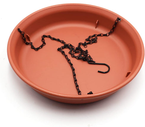12 Inch Hanging Bird Bath, Outdoor Bird Drinking Bird Feeder Tray Bird Seed Catcher Tray Platform with Hook and Chain for Outdoor Garden Yard Pati...