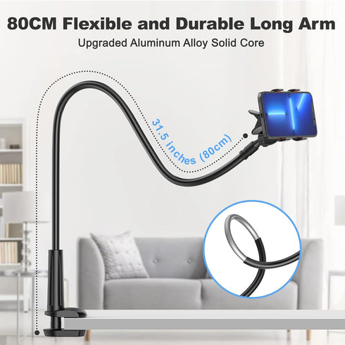 Gooseneck Cell Phone Holder, Universal 360 Flexible Phone Stand Lazy Bracket Mount Long Arms Clamp for Phone 13 Pro Xs Max XR X 8 7 6 6s Plus and ...