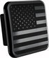 American Black Metal Flag Trailer Hitch Cover - Patriotic Flag Plug (Black, Fits 2'' Receivers)...
