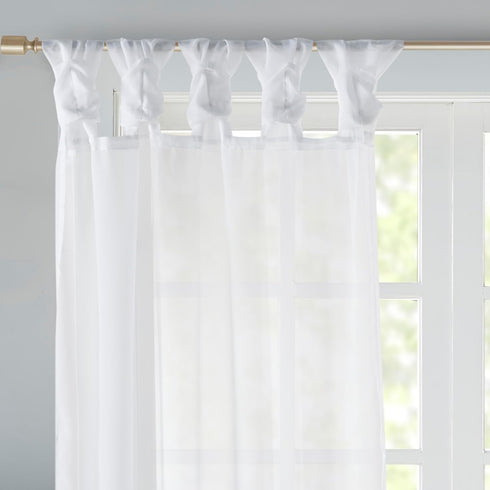 Madison Park Ceres DIY Twisted Tab Sheer Curtain, Pair Panels, Lightweight Window Treatment, Voile Privacy, Light Filtering Drape for Bedroom and ...
