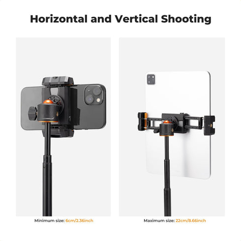 K&F Concept iPad Tablet and Cellphone Tripod Mount Adapter Holder, Adjustable Clamp for iPhone15/14/13/12 Pro Max, iPad,iPad Mini 1/2/3/4/5/6,iPad...
