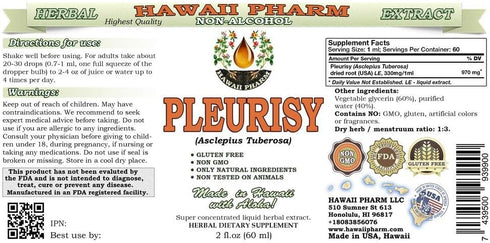 Hawaii Pharm Pleurisy Root Alcohol-Free Liquid Extract, Pleurisy Root (Asclepius tuberosa) Dried Root Glycerite Natural Herbal Supplement, USA 2 f...