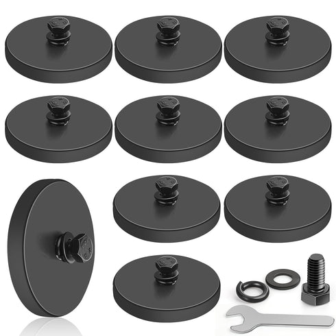 DIYMAG 10Pcs Rubber Coated Anti-Scratch Mounting Magnets, 30LBS Strong Neodymium Magnet Base with M5 Threaded Studs and Small Hex Wrench for Light...