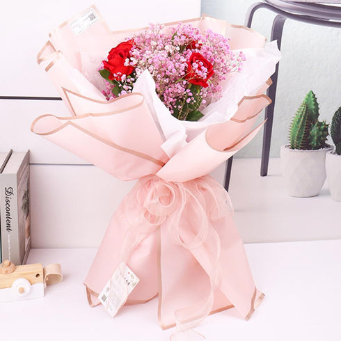 Joojus Gold Edge Double Sided Waterproof Flower Wrapping Paper Floral Bouquet Wrap Paper Florist Supplies for DIY Crafts Packaging, 10 Sheets 22.8...