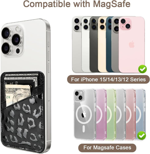 uCOLOR Magnetic Wallet Card Holder-Compatible with MagSafe for iPhone 15/14/13/12 Series, Magnetic Phone Wallet for Back of Phone with 3 Cards Slo...