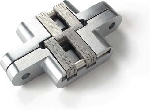Hidden Door Hinge (0-180 Opening Angle) Zinc Alloy Hidden Hinge Door Hardware Accessories (Silver -Small)...