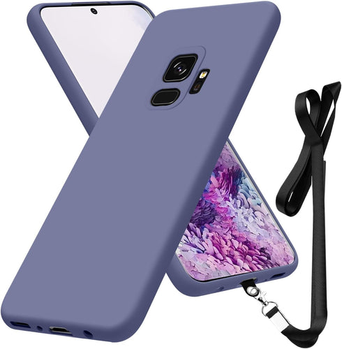 Compatible with Samsung Galaxy S9 Case 5.8 inch,Soft Liquid Silicone Full-Body Protective Case,Neck Lanyard Strap,Non-Yellowing Dropproof Protecti...